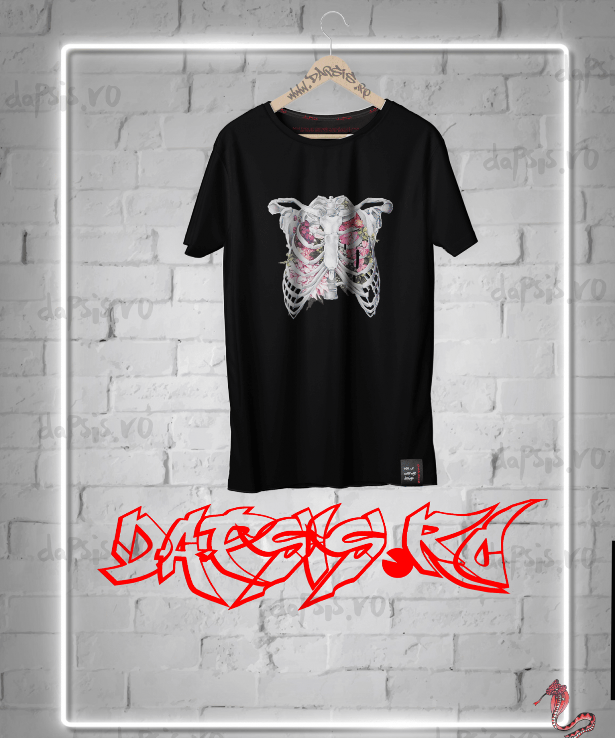 Tricou de bumbac culoare negru cu print cu torace