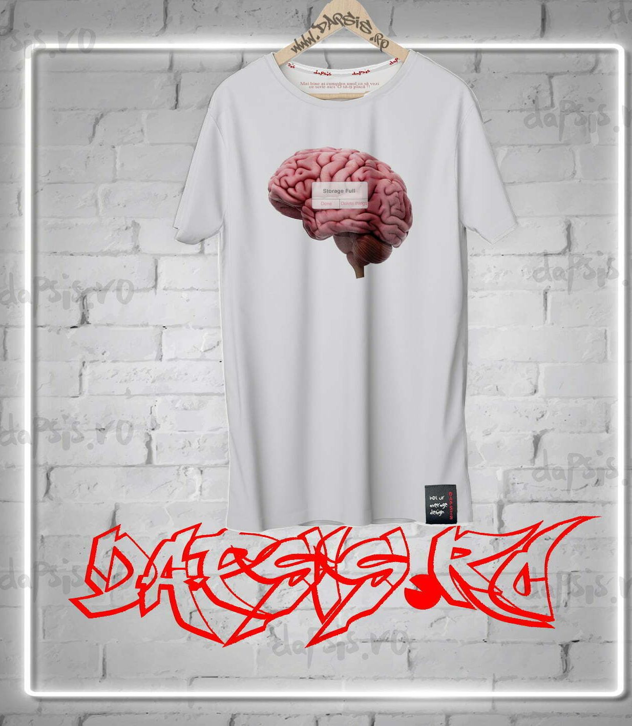 Tricou de bumbac culoare ALB cu print cu creier