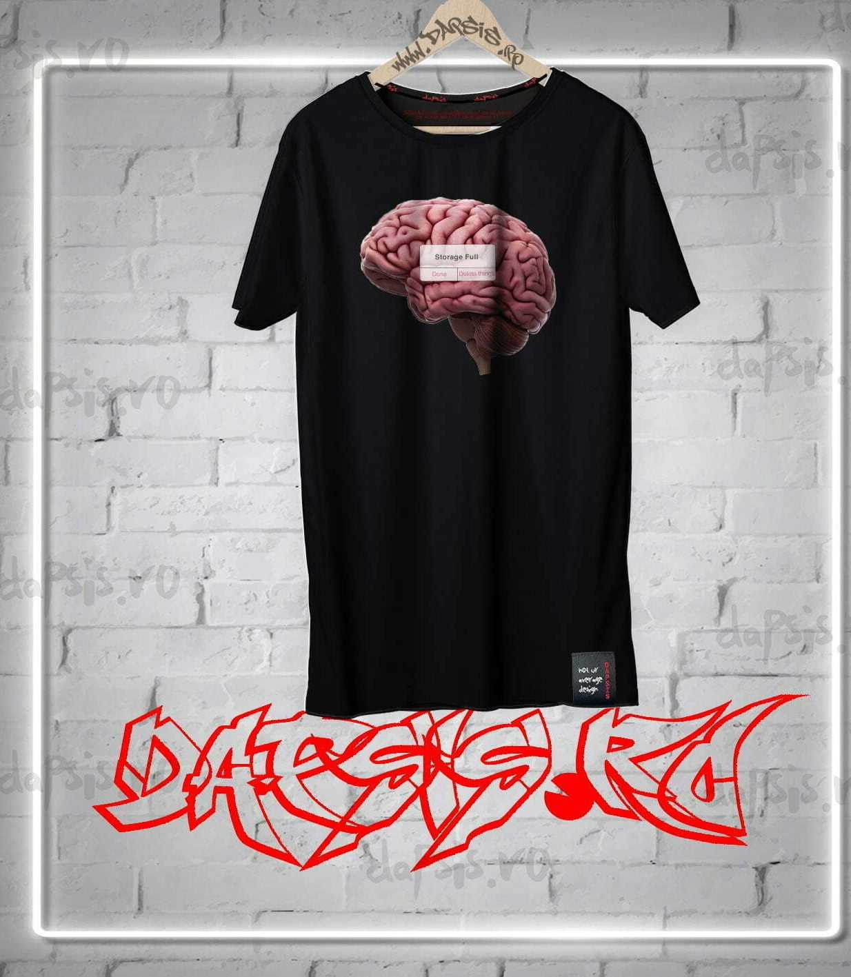 Tricou de bumbac culoare negru cu print cu un creier