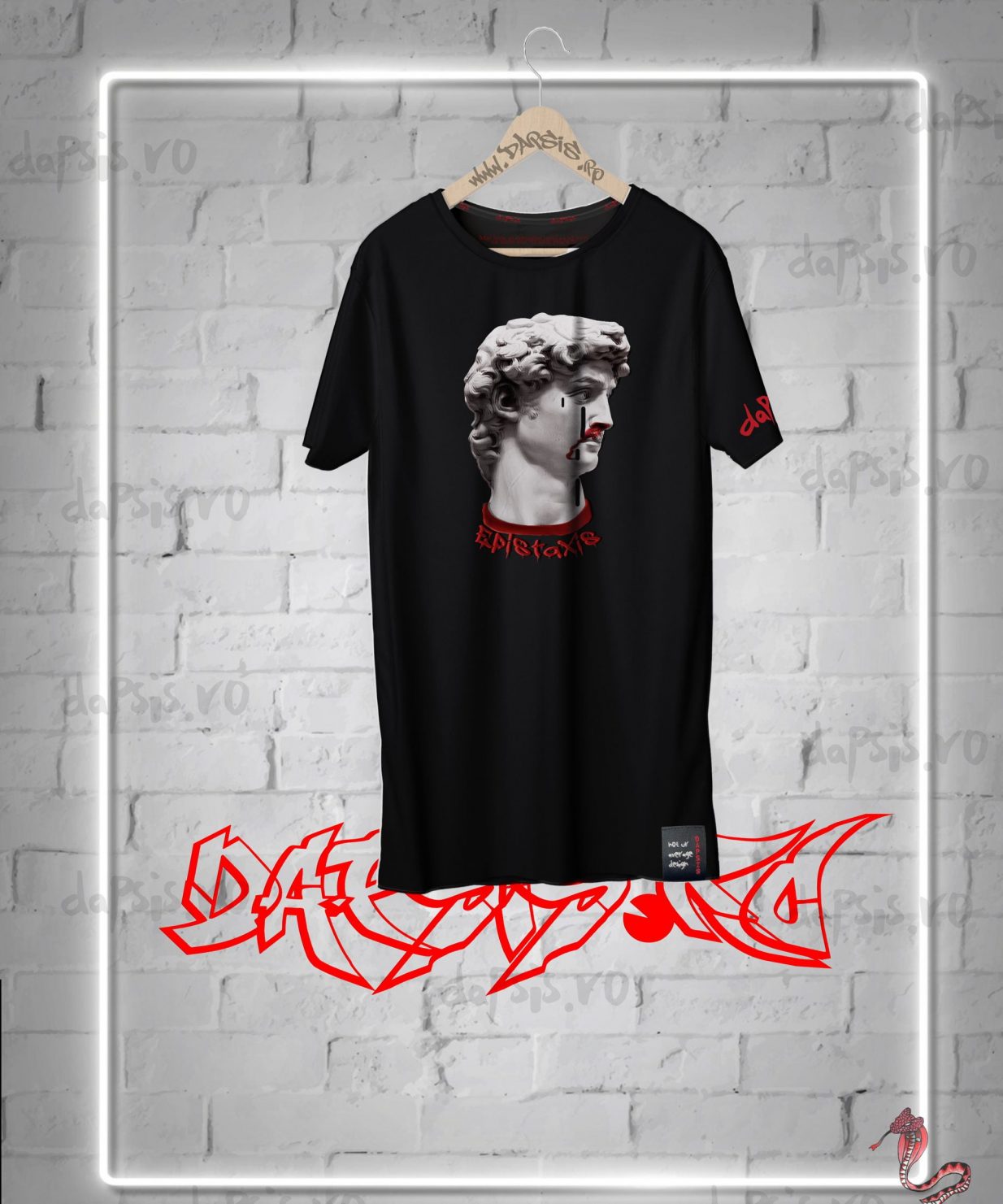 Tricou de bumbac culoare alba cu print de statuie