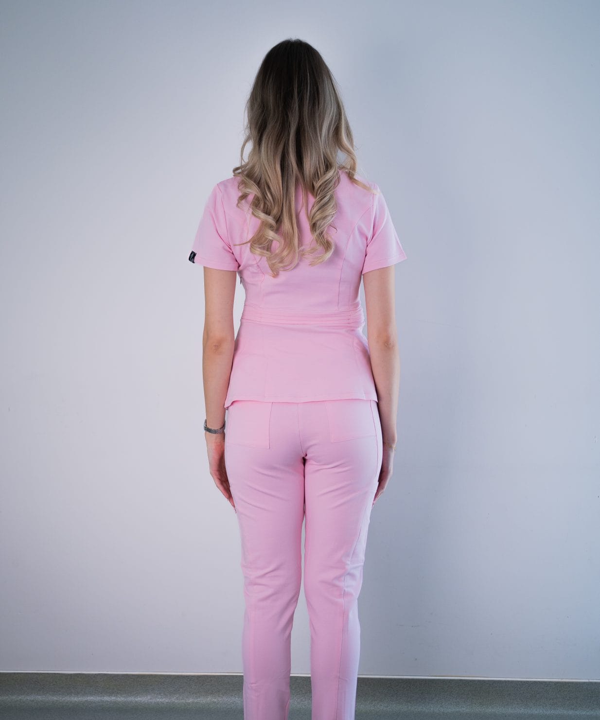 Scrub medical baby pink costum medical femei 02