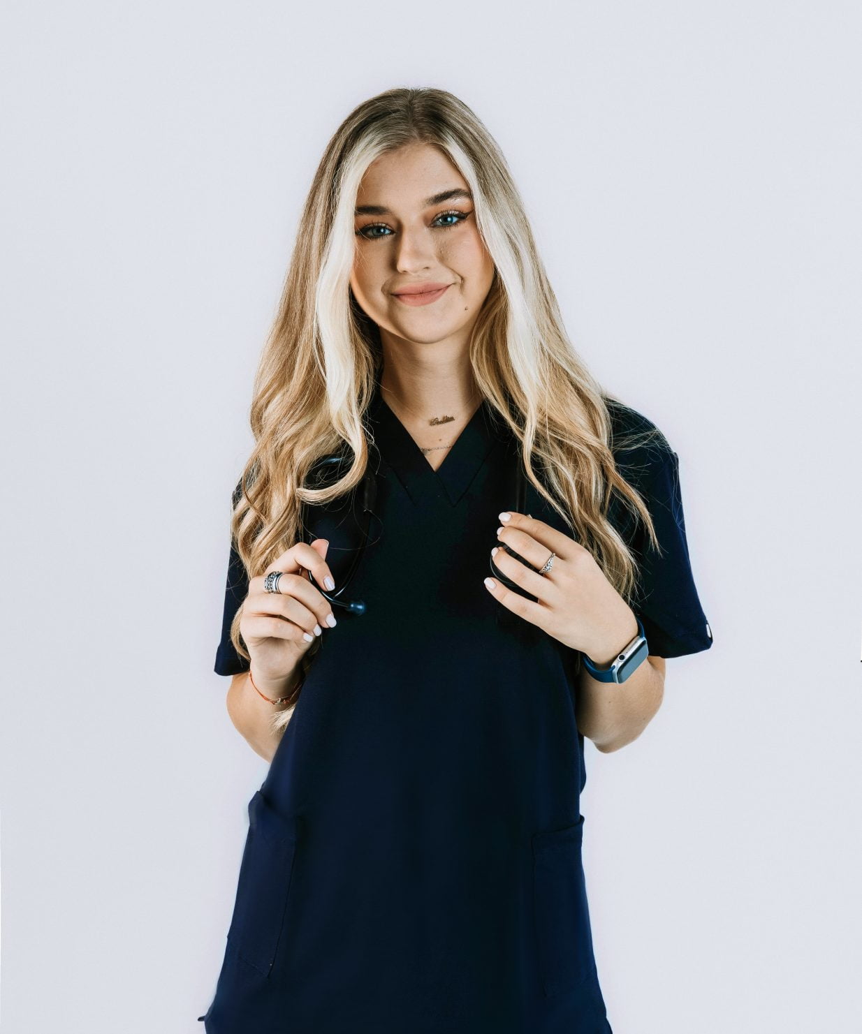 set scrub medical albastru navy costum medical femei17
