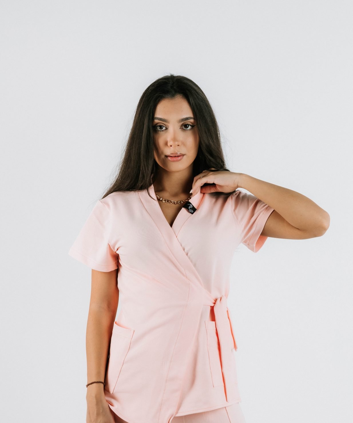 set scrub medical peach costum medical femei35