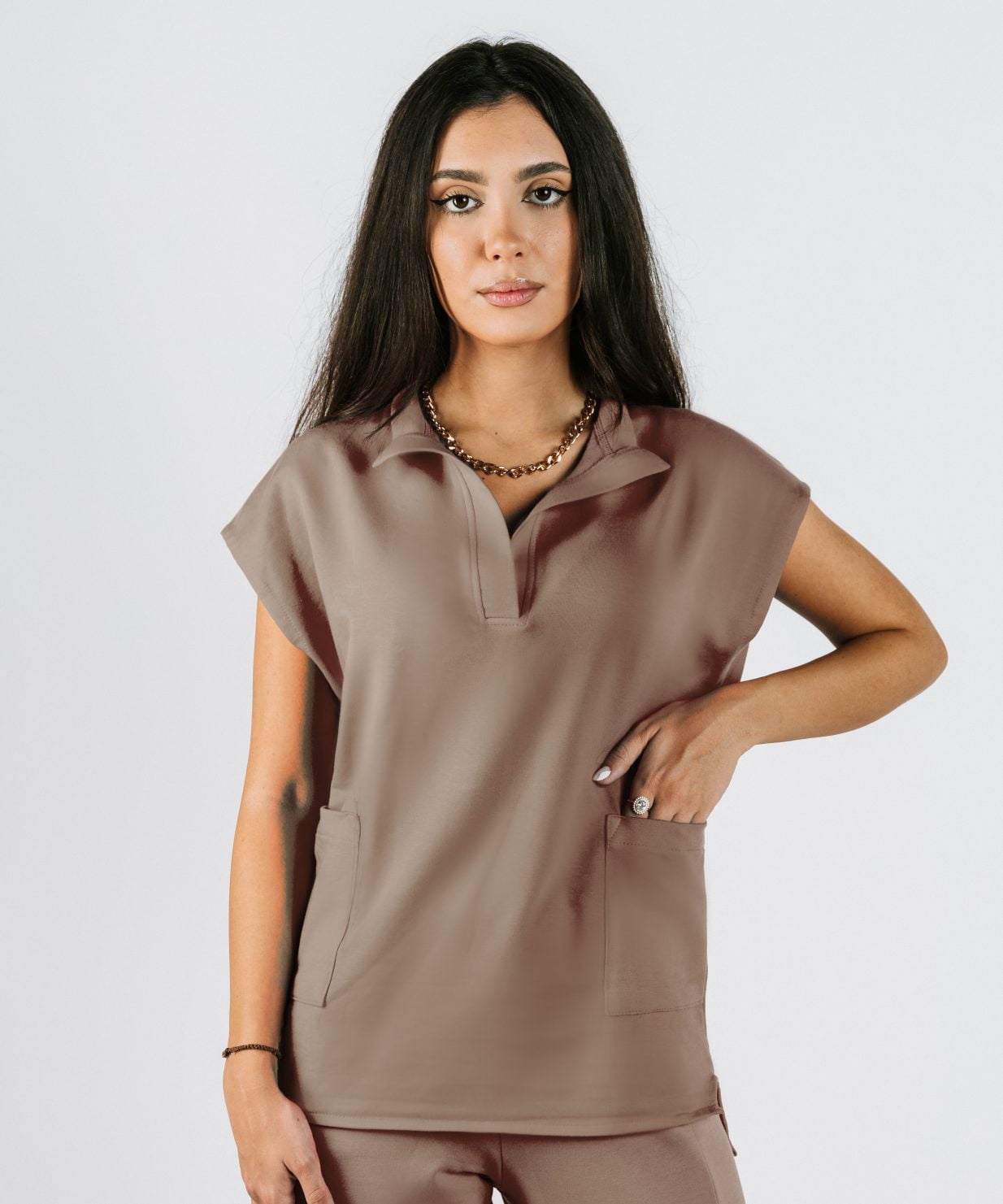 scrub medical capucino bumbac costum medical femei capucino5