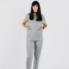 scrub medical gri costum medical bumbac gri1