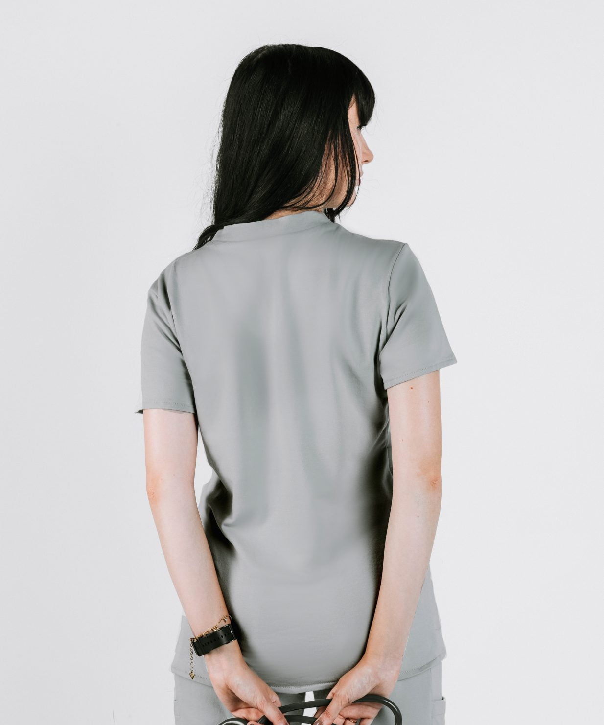 scrub medical gri costum medical bumbac gri2