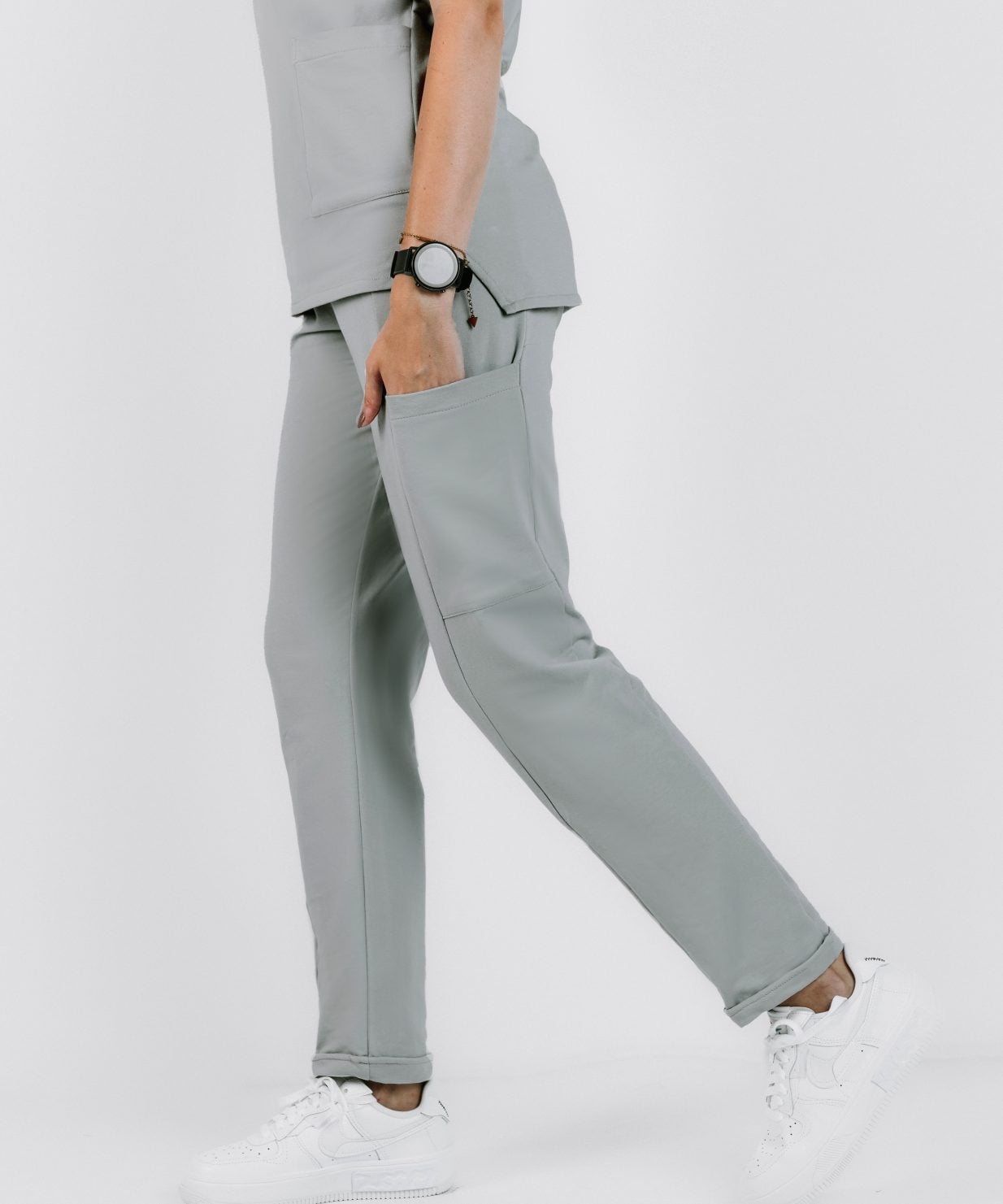 scrub medical gri costum medical bumbac gri6