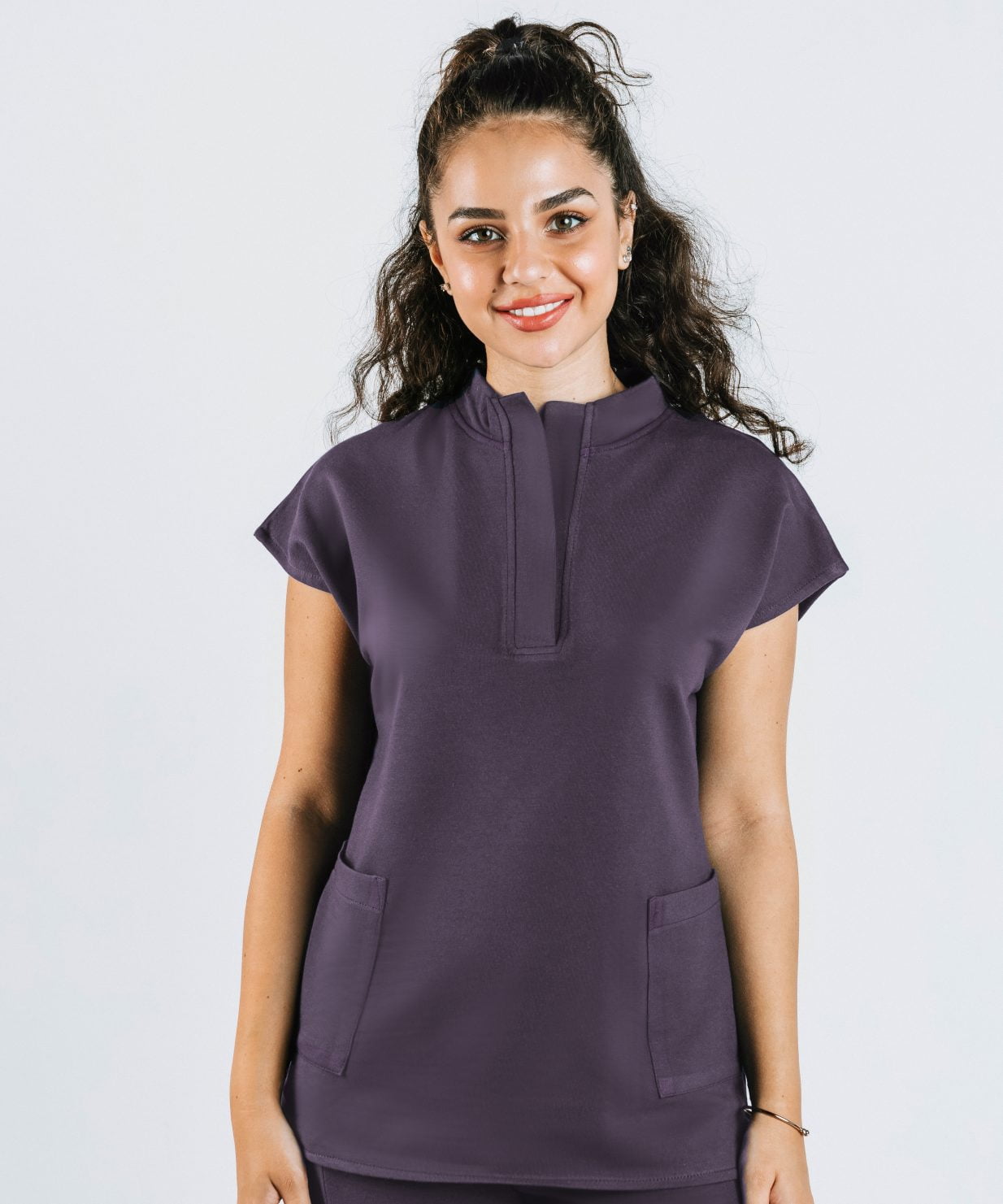 scrub medical purple fume bumbac costum medical femei1