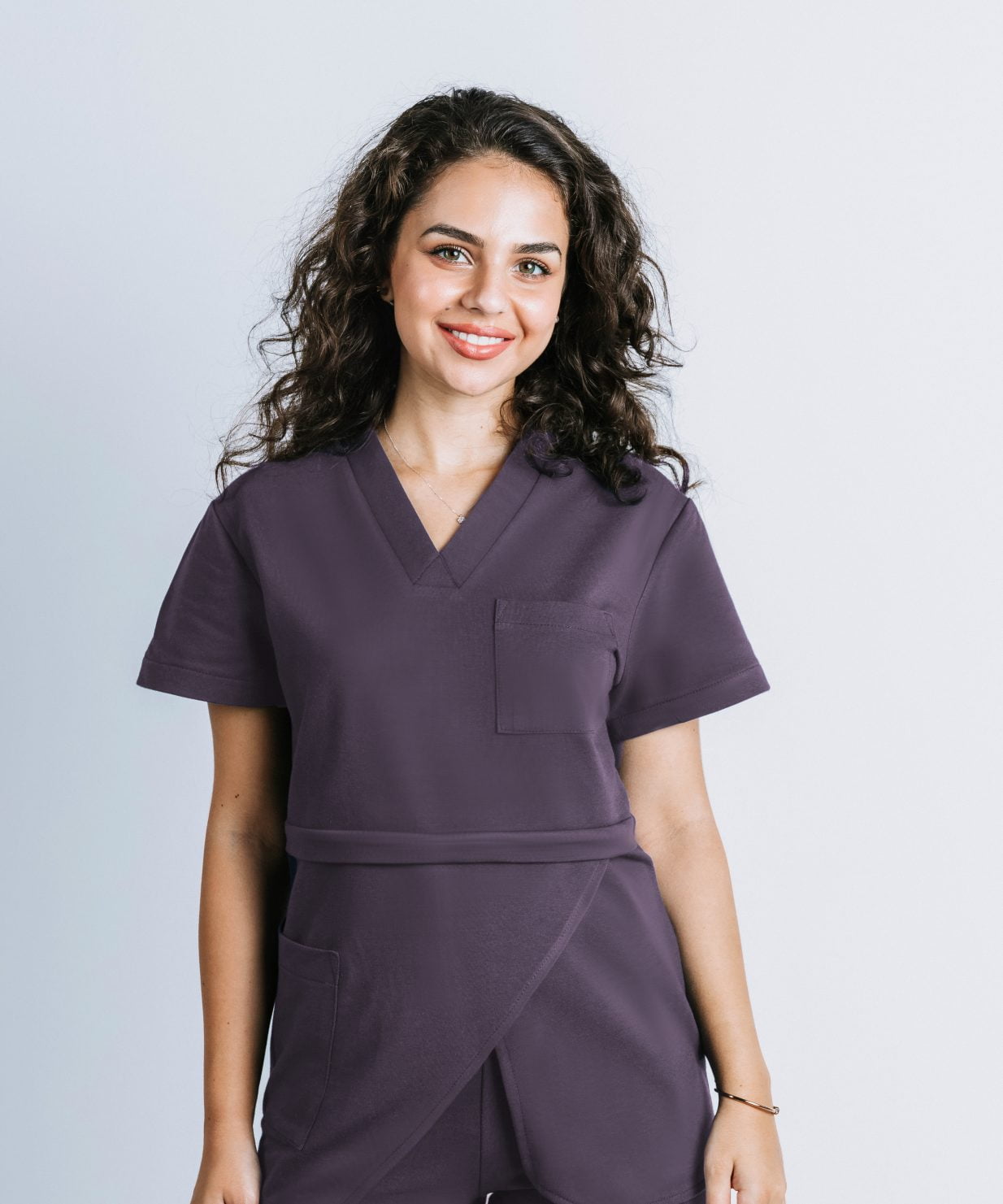 scrub medical purple fume bumbac costum medical femei3