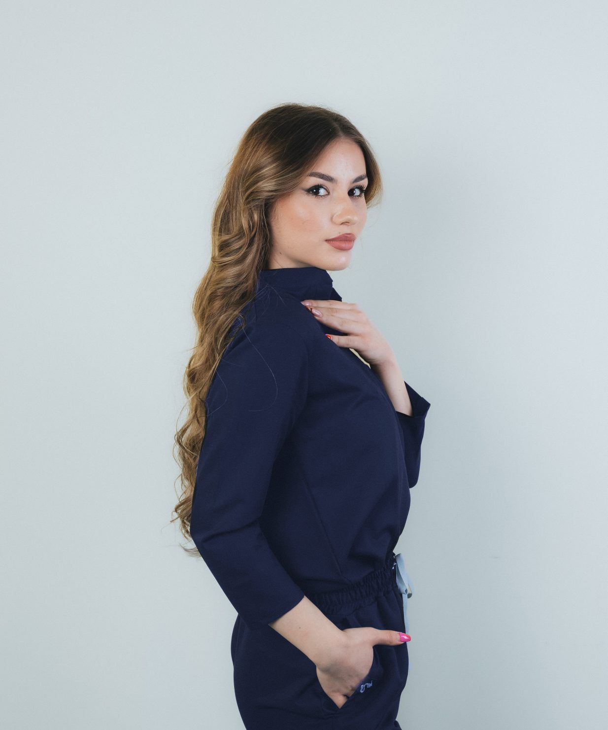 Costum medical femei albastru navy4