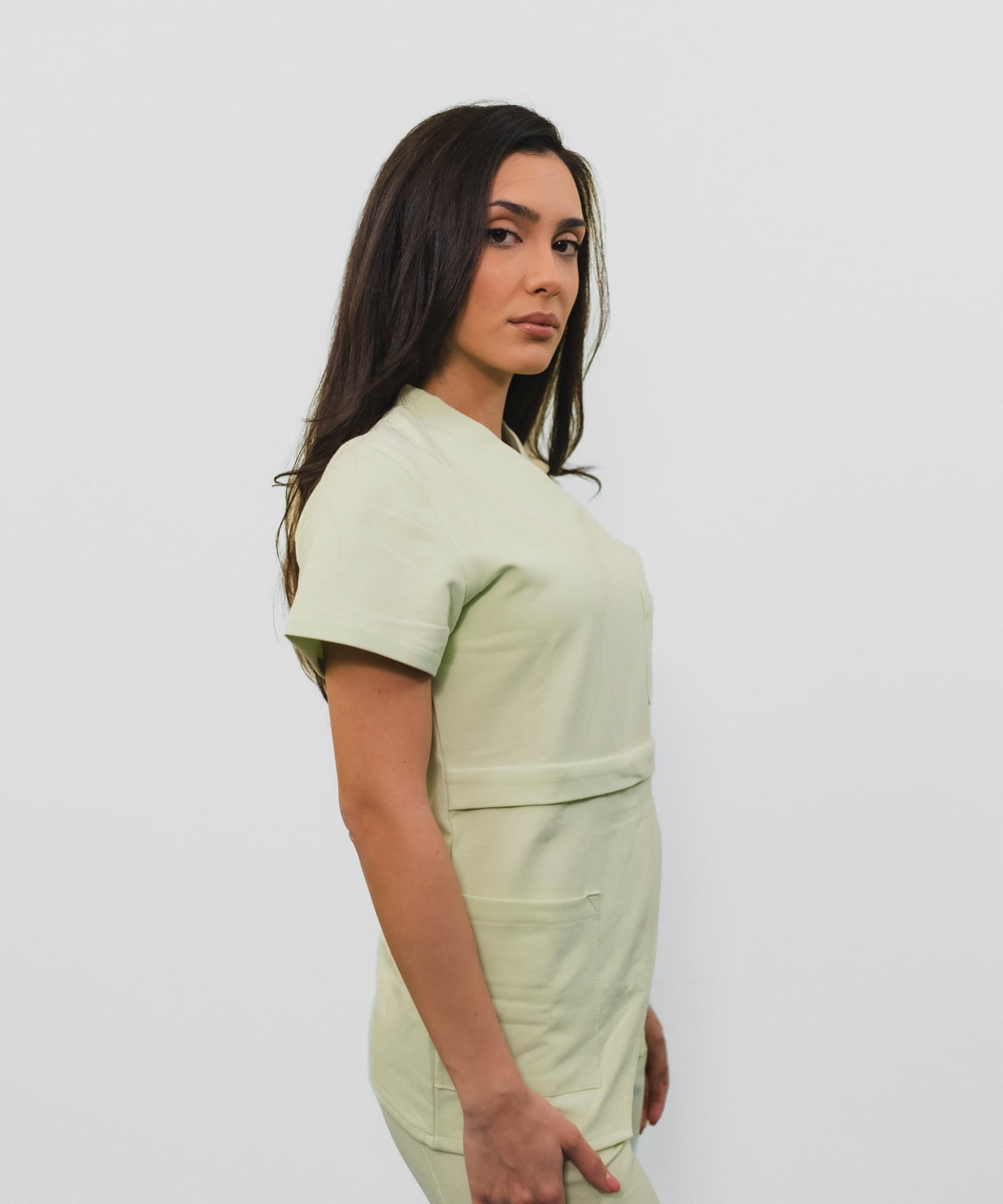 costum medical macaroon femei uniforma medicala 1