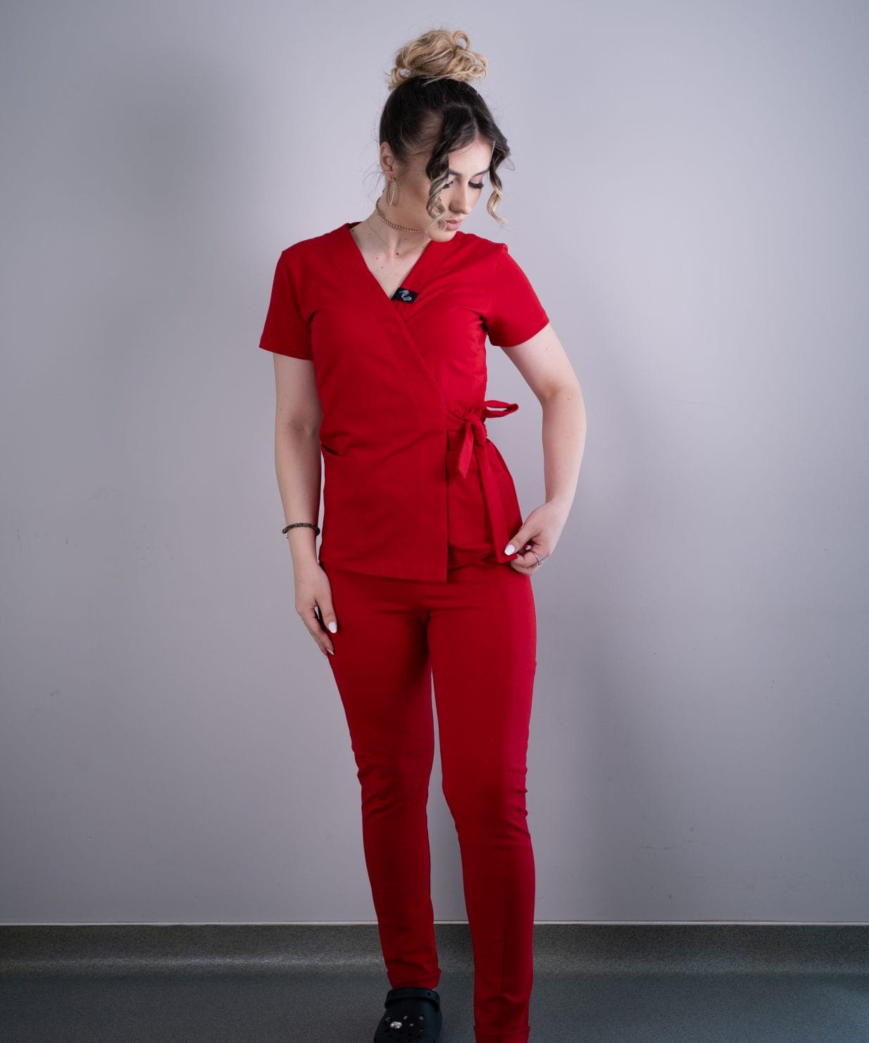 SET SCRUB medical rosu scarlet
