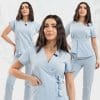 Costum medical Ice Blue albastru vascoza coperta
